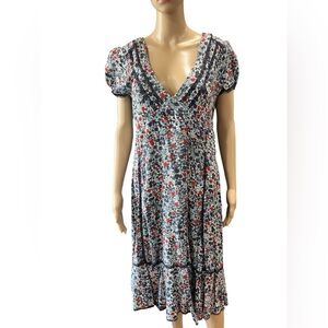 H&M true vintage floral Frilly Prairie garden party dress-14